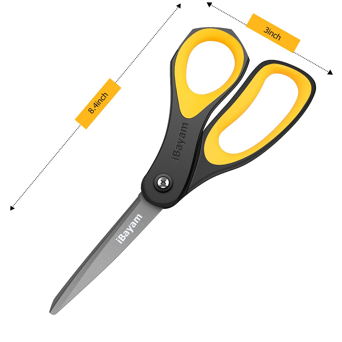 Scissors, iBayam 8" All Purpose Scissors Bulk 3-Pack, Ultra Sharp 2.5mm Thick Blade Shears Comfort-Grip Scissors for Office Desk Accessories Sewing Fabric Home Craft School Supplies, Right/Left Handed