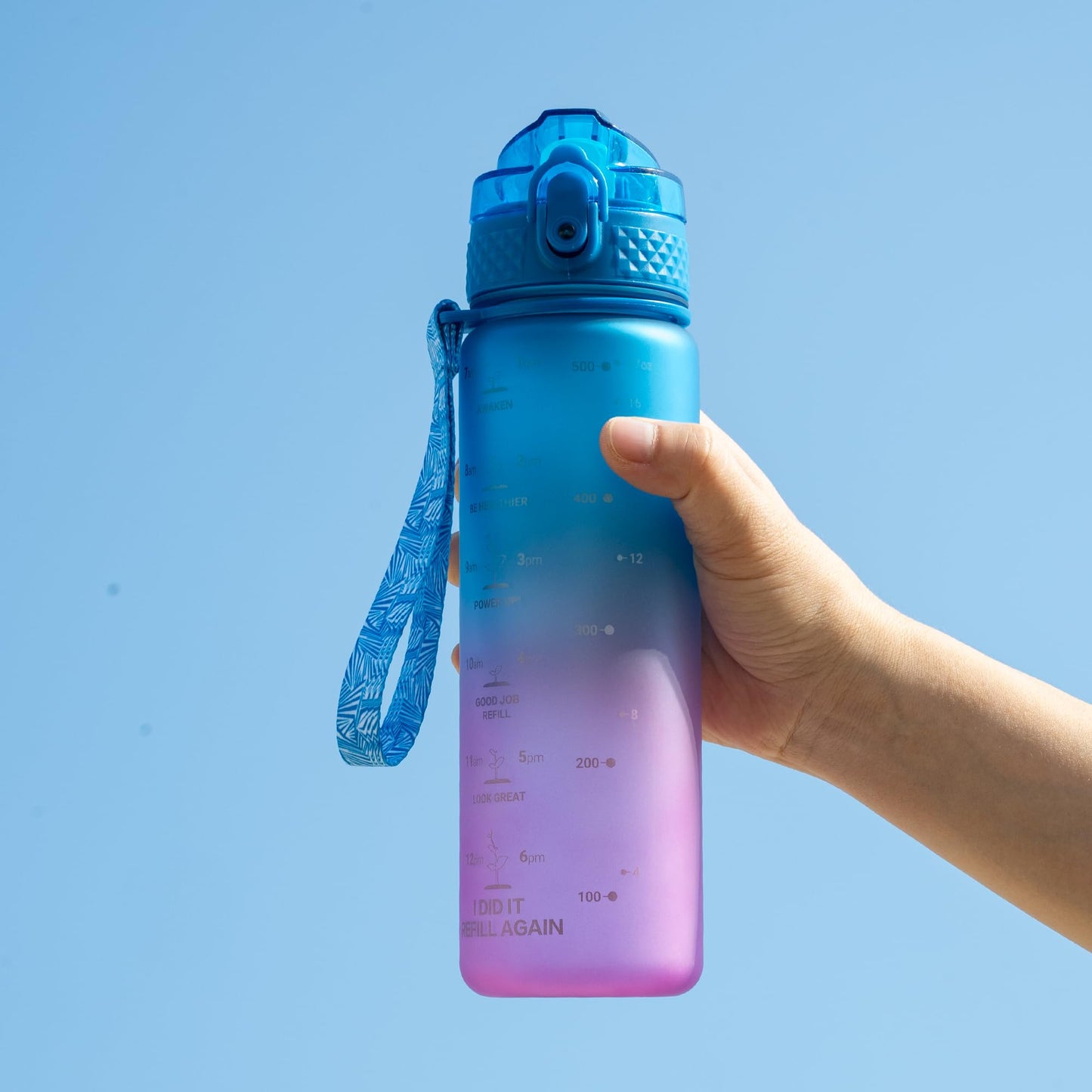 OLDLEY Kids Water Bottle for School, 12 oz (2 lids) BPA-Free Reusable Leak-proof Durable Tritan Plastic Bottles with Straw & Chug Lids, Anti-dust Spout Cover (Pink Blue)