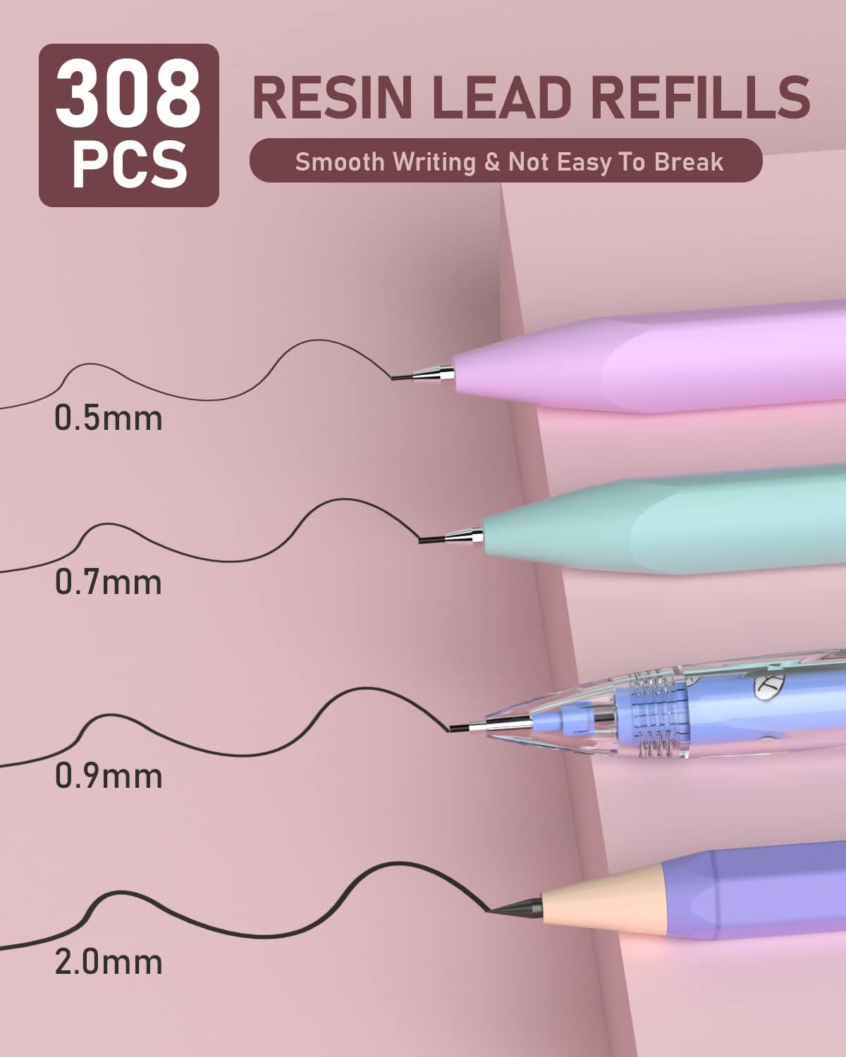 Nicpro 47PCS Aesthetic School Supplies in Big Capacity Pen Case, Cute Pastel Mechanical Pencils 0.5, 0.7, 0.9 & 2mm Lead Holder with 25 Tube Lead Refills 4B 2B HB 2H Color, Erasers for Student Writing