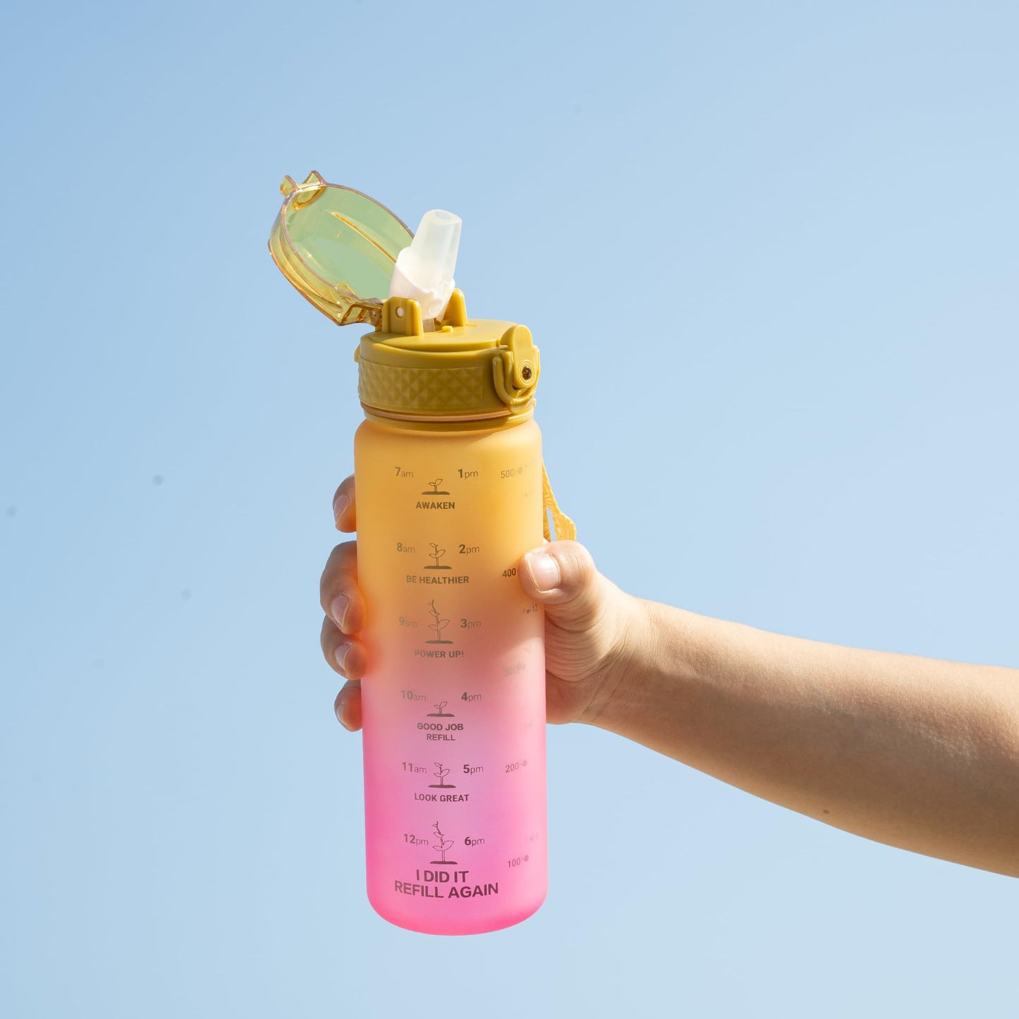 OLDLEY Kids Water Bottle for School, 12 oz (2 lids) BPA-Free Reusable Leak-proof Durable Tritan Plastic Bottles with Straw & Chug Lids, Anti-dust Spout Cover (Pink Blue)