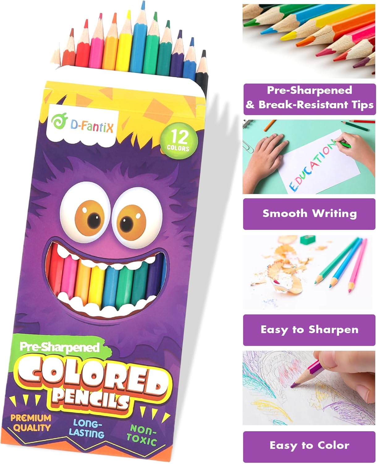 D-FantiX 432 Count Colored Pencils Bulk, 36 Packs Pre-Sharpened Color Pencils Set, Back to School Supplies Aesthetic Kit, Kindergarten Preschool Classroom Must Haves, School Supplies for Teachers