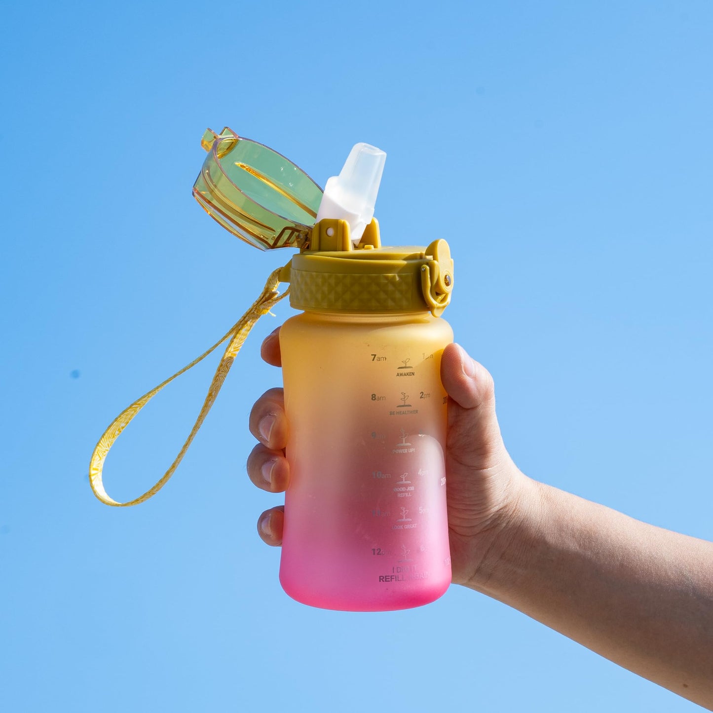 OLDLEY Kids Water Bottle for School, 12 oz (2 lids) BPA-Free Reusable Leak-proof Durable Tritan Plastic Bottles with Straw & Chug Lids, Anti-dust Spout Cover (Pink Blue)