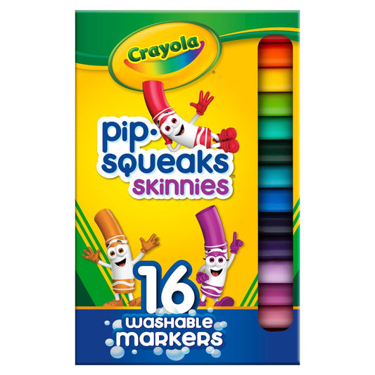 Crayola Washable Pip Squeaks Skinnies Markers (16ct), Mini Markers for Toddlers, Coloring Book Markers, Kids Stocking Stuffers & Gifts, 3+