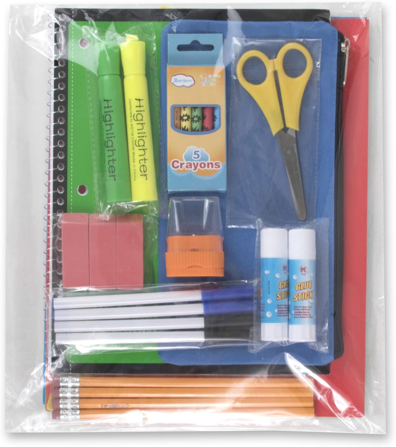 School Supplies Kit for Girls, Boys Back to School Supplies Bundle Pack 30 Piece School Supply Box Set for Kids Kindergarten, Elementary K-8 Includes Notebook, Folders, Pens, Pencils, and More