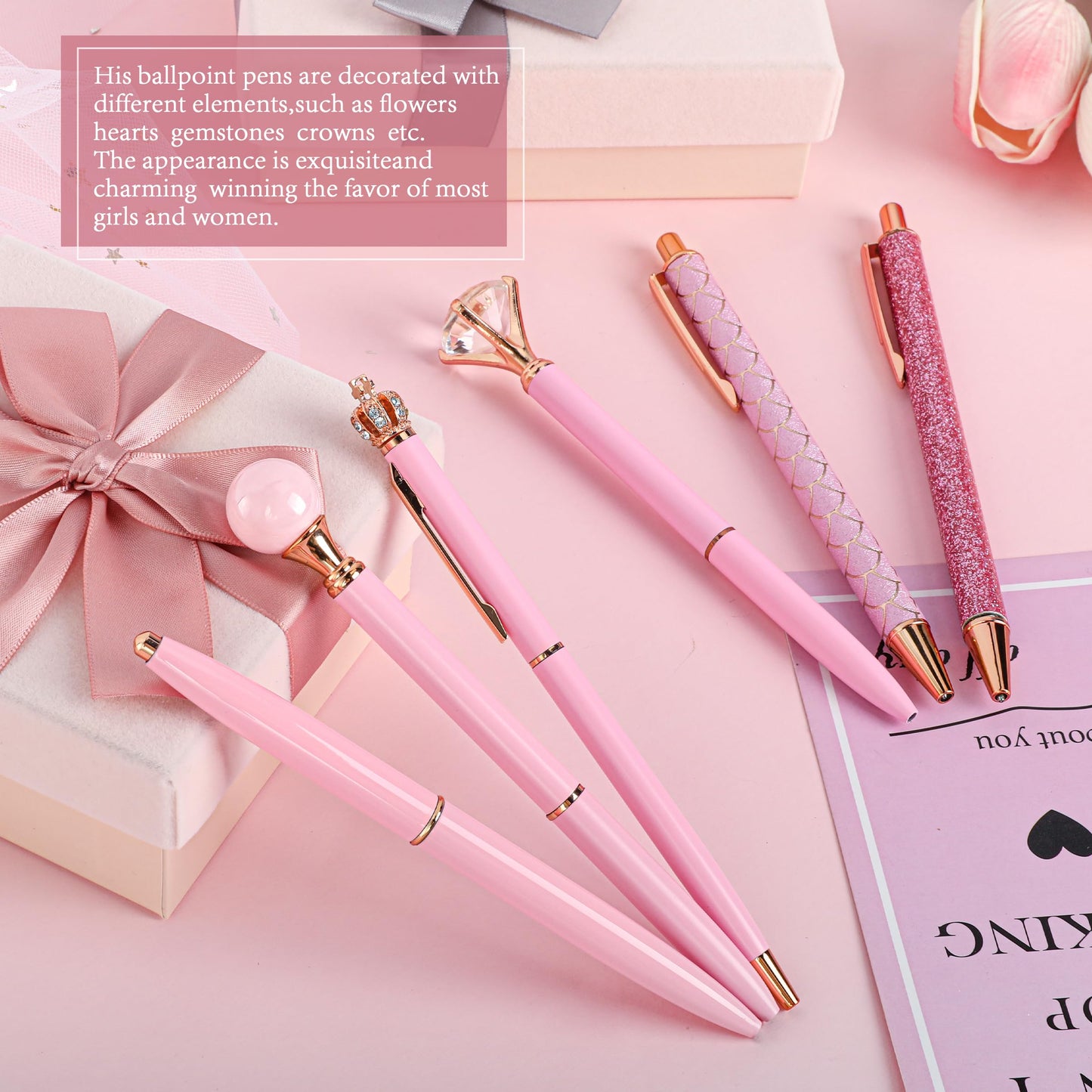 DAIKOYE 10 Pcs Ballpoint Pens Set Party Favors for Kids Purple Gifts Purple Pens for Women Girls Office Supplies School Supplies Black Ink Metal Crystal Diamond Pens