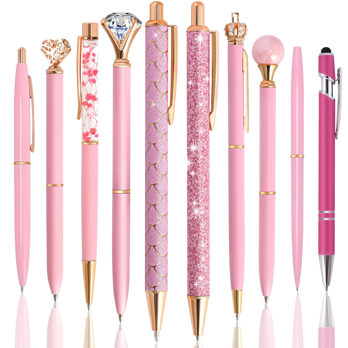 DAIKOYE 10 Pcs Ballpoint Pens Set Party Favors for Kids Purple Gifts Purple Pens for Women Girls Office Supplies School Supplies Black Ink Metal Crystal Diamond Pens