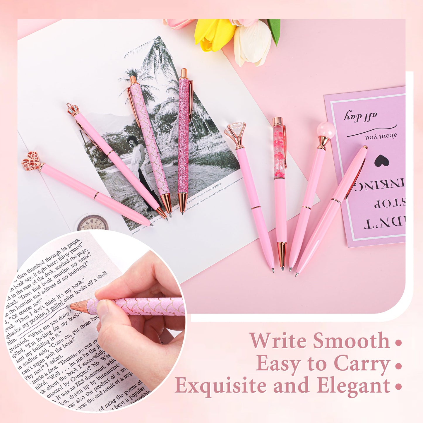 DAIKOYE 10 Pcs Ballpoint Pens Set Party Favors for Kids Purple Gifts Purple Pens for Women Girls Office Supplies School Supplies Black Ink Metal Crystal Diamond Pens