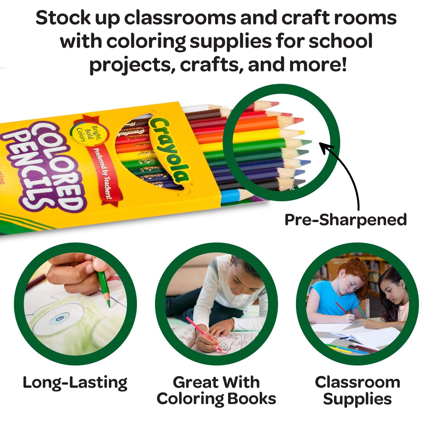 Crayola Bulk Colored Pencils for Kids (24pk), Back to School Supplies For Teachers, Teacher Classroom Must Haves, 12 Colors [Amazon Exclusive]