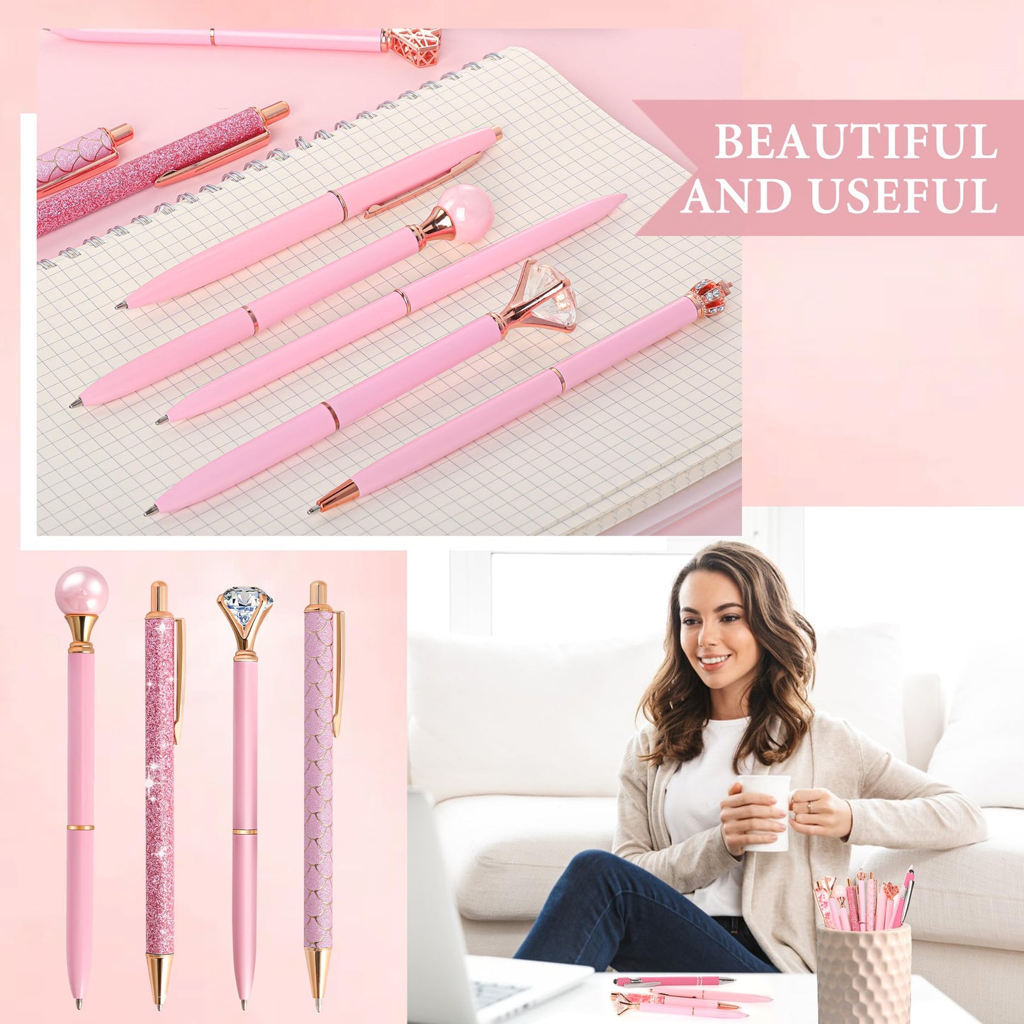 DAIKOYE 10 Pcs Ballpoint Pens Set Party Favors for Kids Purple Gifts Purple Pens for Women Girls Office Supplies School Supplies Black Ink Metal Crystal Diamond Pens